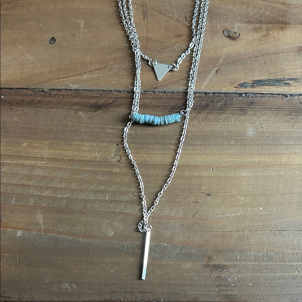 Silver and Blue Layered Necklace